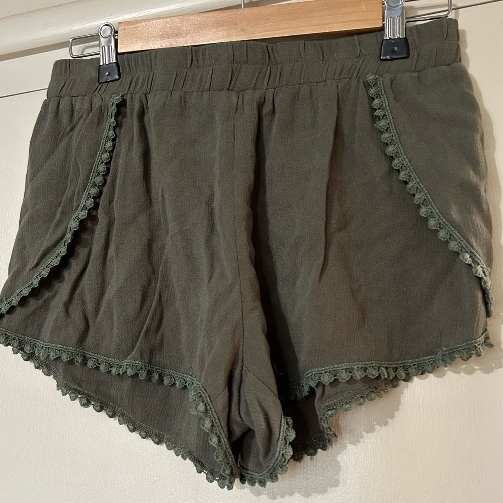 Olive green, with scallop detail shorts